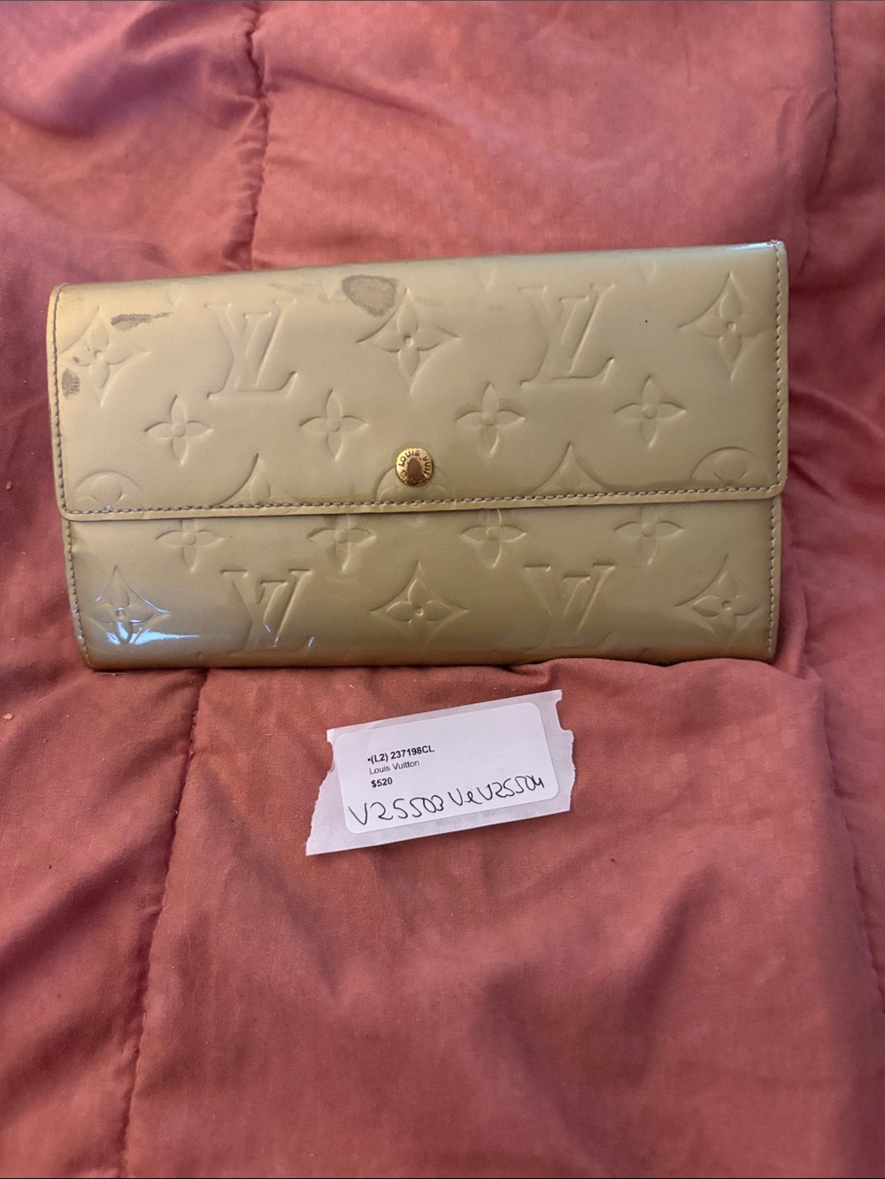 Louis Vuitton Olive Green Vernis Patent Continental Wallet